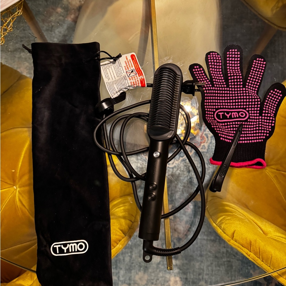 TYMO Black Hair Straightening Comb with Heat Resistant Glove
